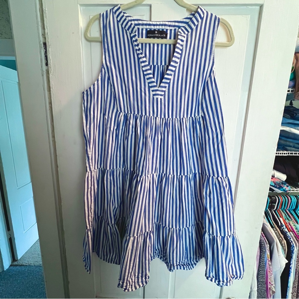 Pomander Place Blue & White Stripe Kenzo Dress